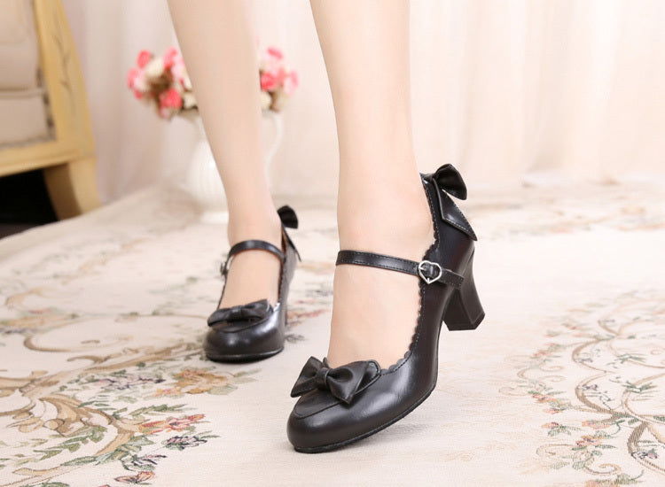 Bowknot single shoes with round head