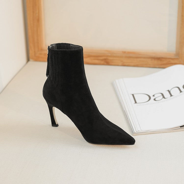 Fashion Stiletto Pointed Toe Ladies Short Boots