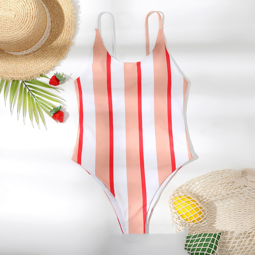 One-piece Bikini One-piece Swimsuit Striped Slimn