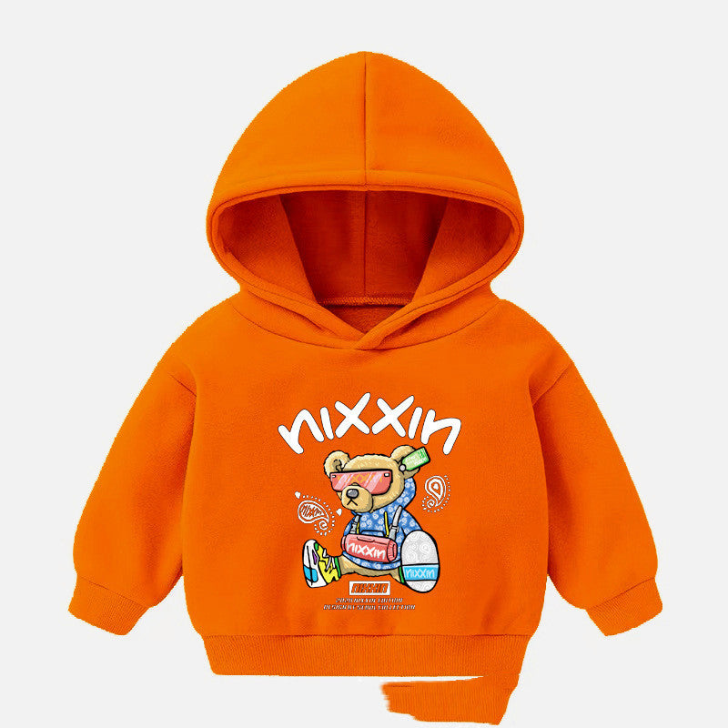 Boys And Girls Hooded Sweater And Cashmere Children's All-match Long-sleeved Clothes