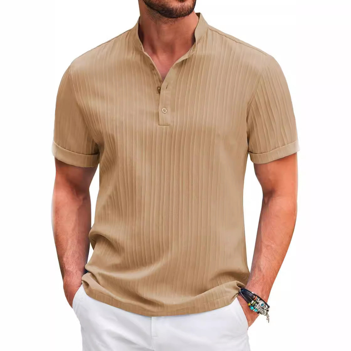 Men's Retro Cotton And Linen Stripes Casual Loose Shirt