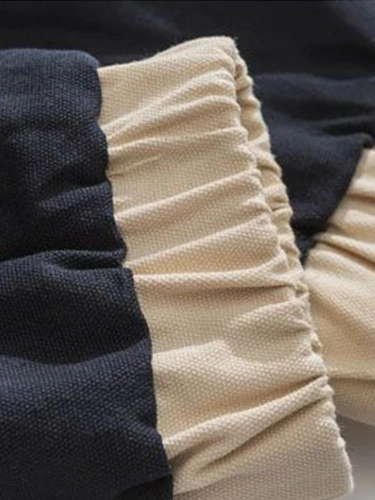 Couple Color Stitching Stand-collar Loose Casual Jacket