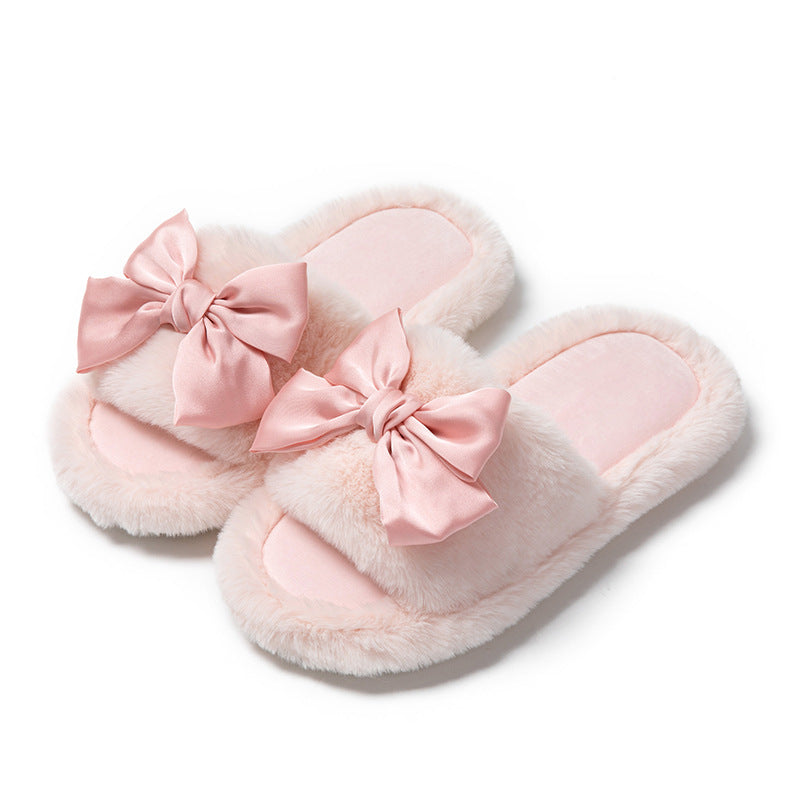 Bow Opening Cotton Slippers Women's Home