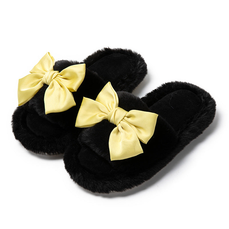 Bow Opening Cotton Slippers Women's Home
