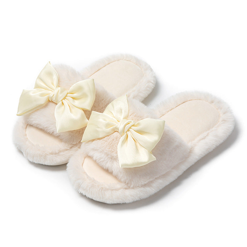 Bow Opening Cotton Slippers Women's Home