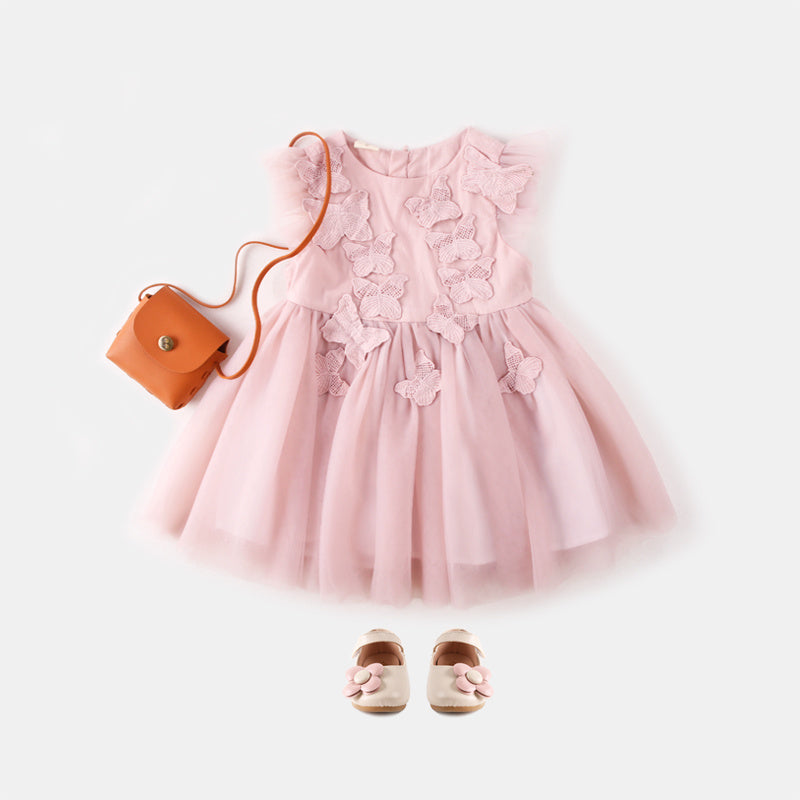 Flying Sleeve Princess Dress Girls Dress Baby Summer Dress