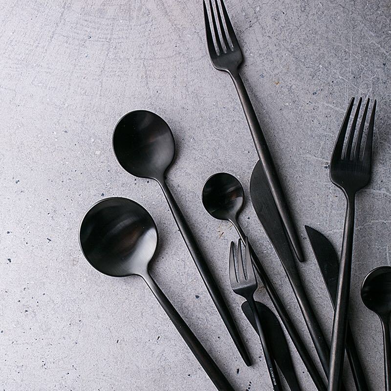 Stainless Steel Knife And Forks Black Tableware Set