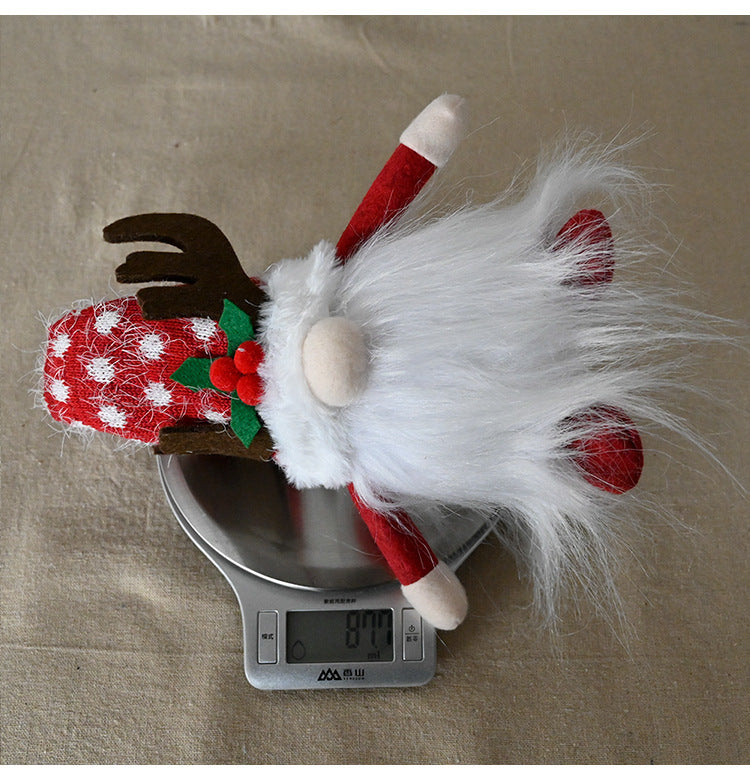 Christmas Decoration Christmas Antlers Clover With Light Faceless Doll