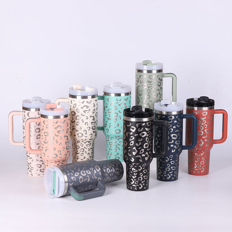 40 Oz Tumbler With Handle Straoffee Cup Tumbler With Lid Tapered Mug Gifw Insulated, Stainless Steel Spill Proof Vacuum Cts For Valentine Lover Suitable For Car Gym Office Travel