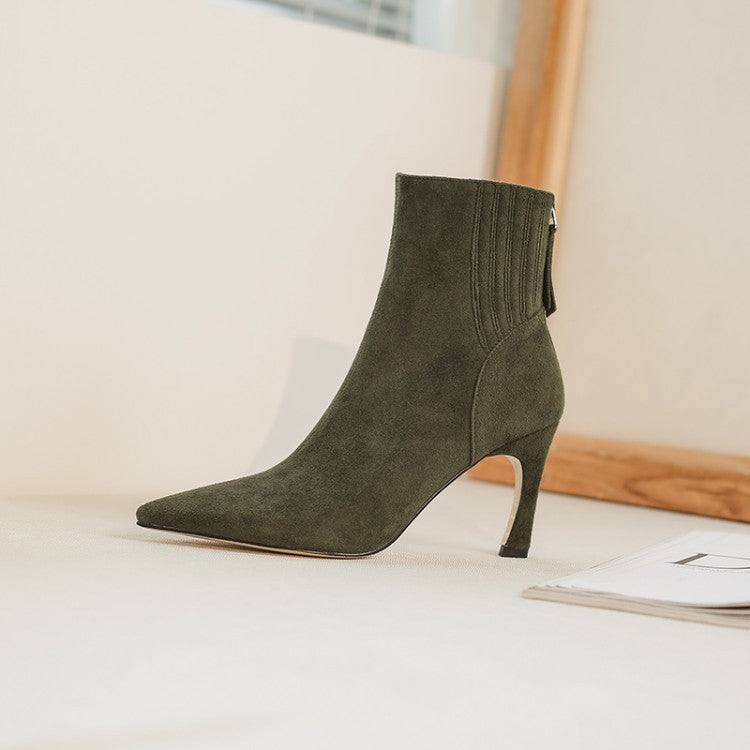 Fashion Stiletto Pointed Toe Ladies Short Boots