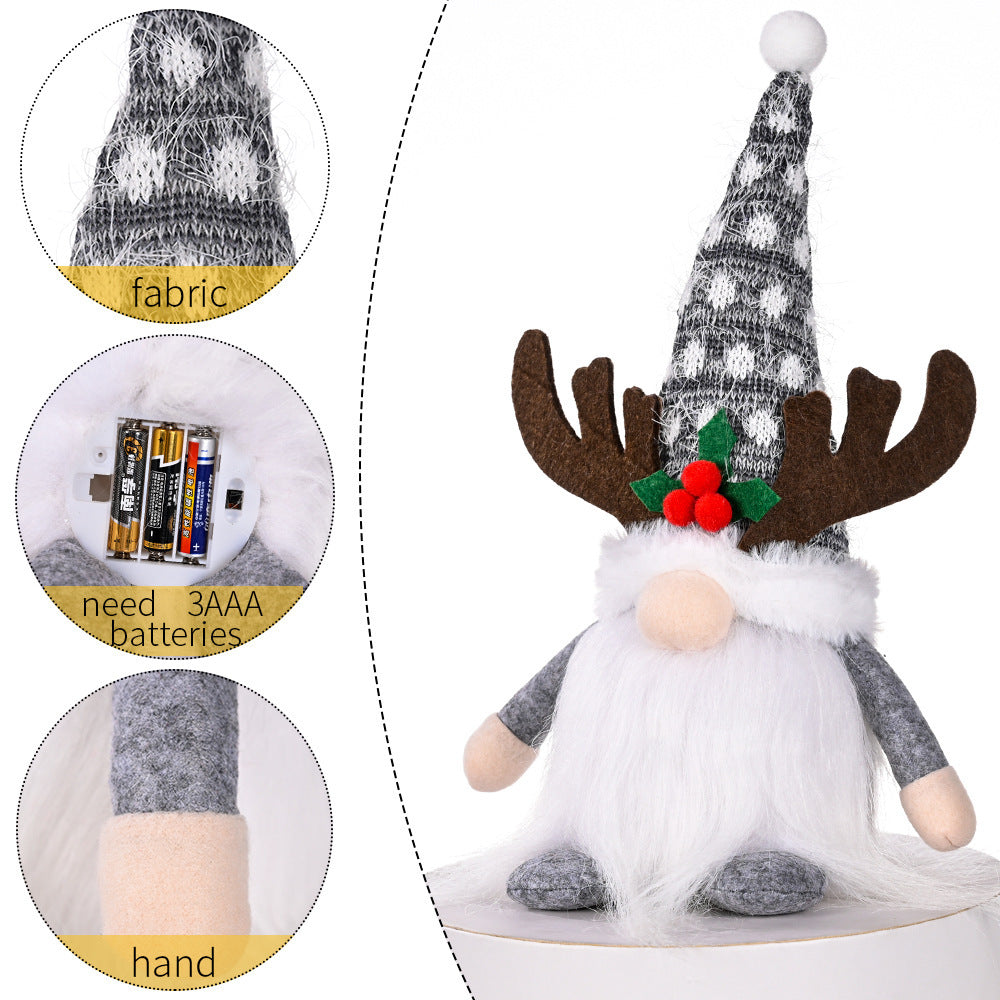 Christmas Decoration Christmas Antlers Clover With Light Faceless Doll