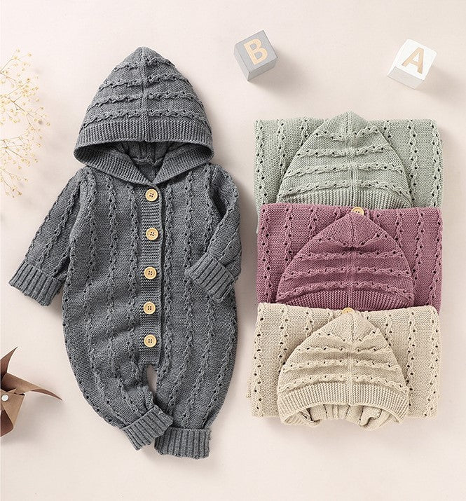 Infant Children's Knitting Hooded One-piece Sweater