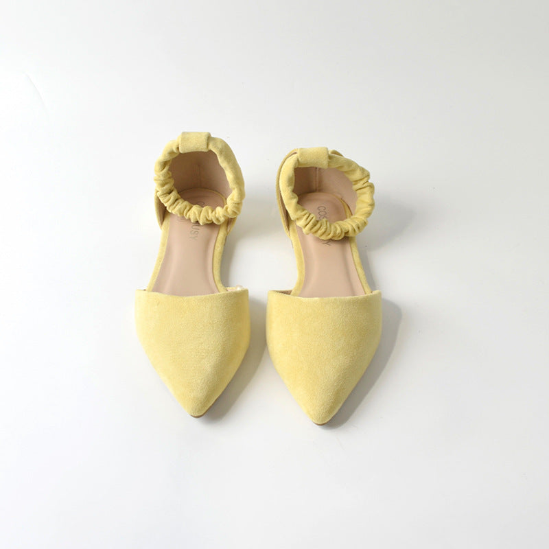 Cross-border Satin Bag Heel Flat Retaining Sandals