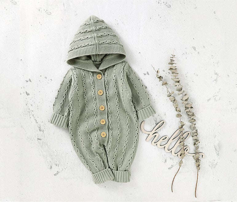 Infant Children's Knitting Hooded One-piece Sweater