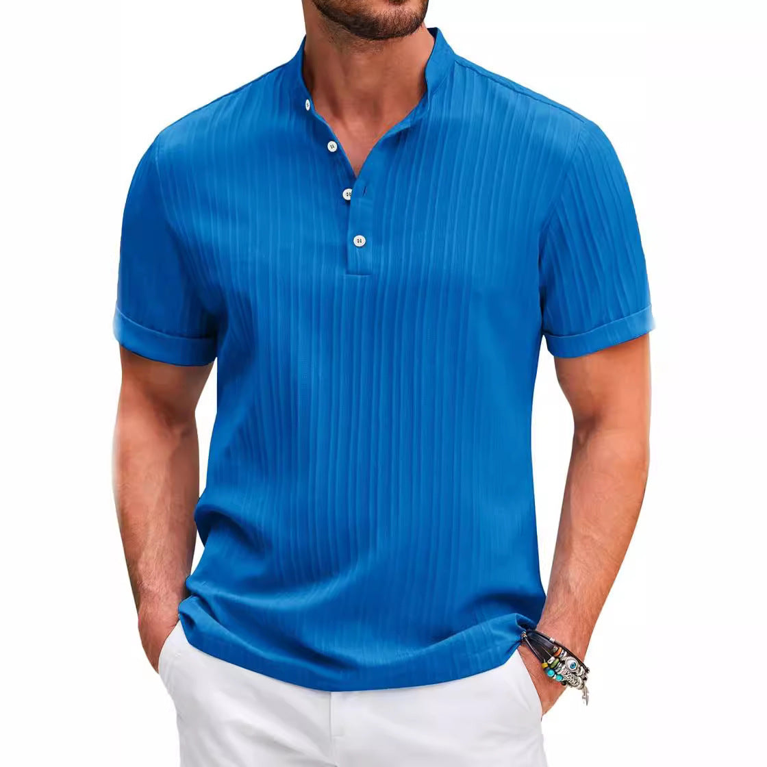 Men's Retro Cotton And Linen Stripes Casual Loose Shirt