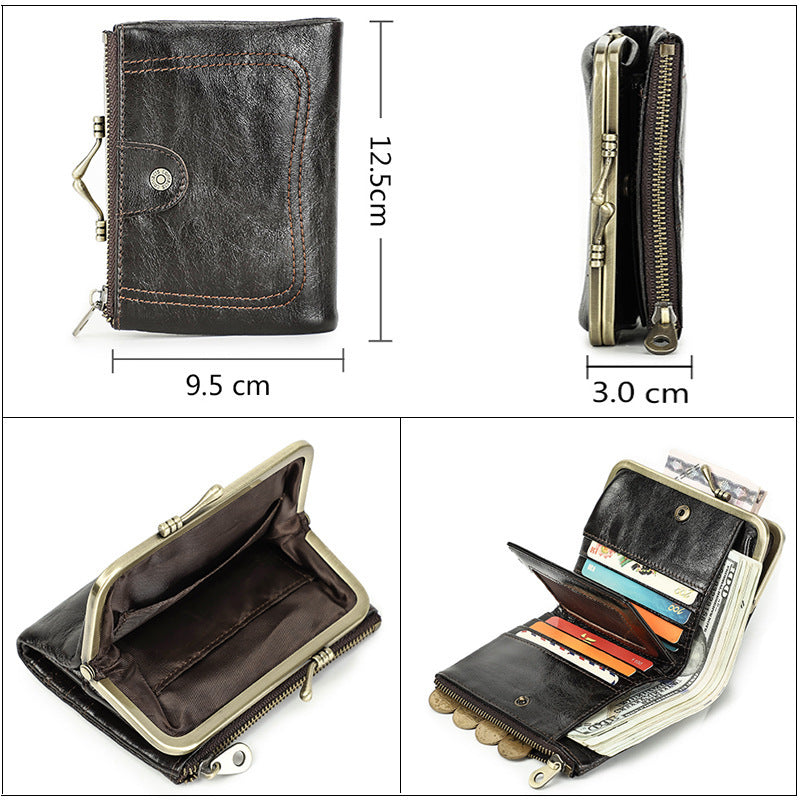Anti-theft Swiping Top Layer Cowhide Women's Wallet