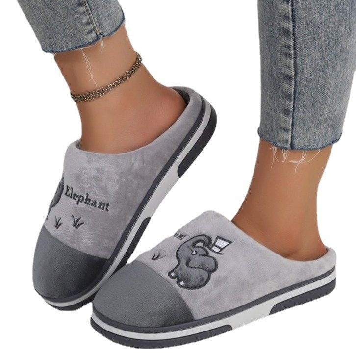 Closed-toe Comfortable Flat Plush Women's Cotton Shoes Daily Indoor Slippers
