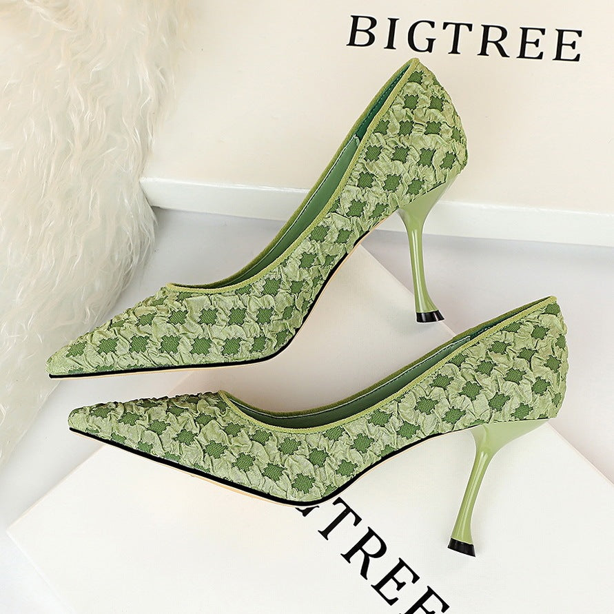 All-match Net Celebrity Design Sense Pointed Fairy High Heels