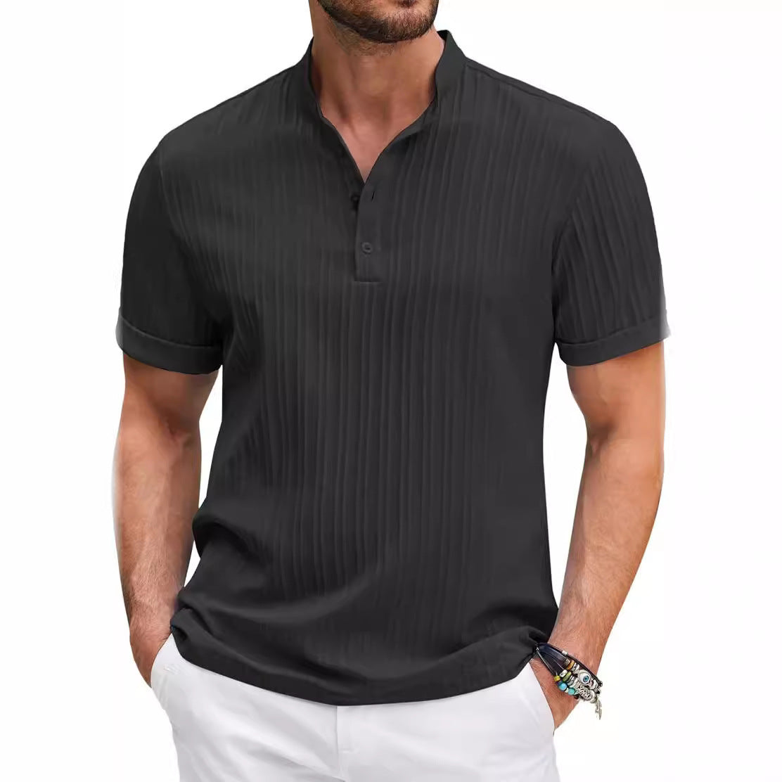 Men's Retro Cotton And Linen Stripes Casual Loose Shirt