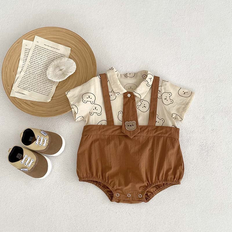 Children's Printed Contrast Color Jumpsuit