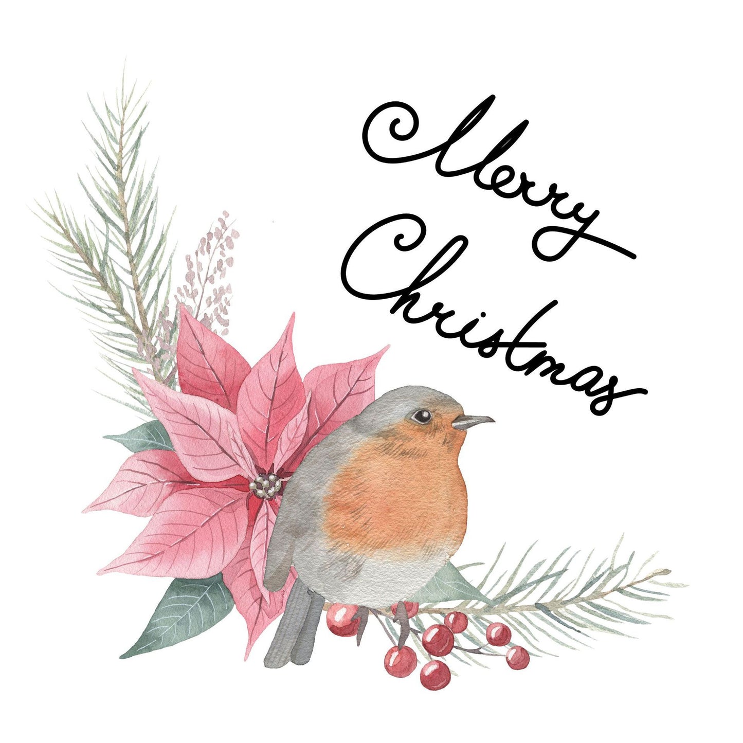 Simple Linen Printed Watercolor Christmas Pillow Cover