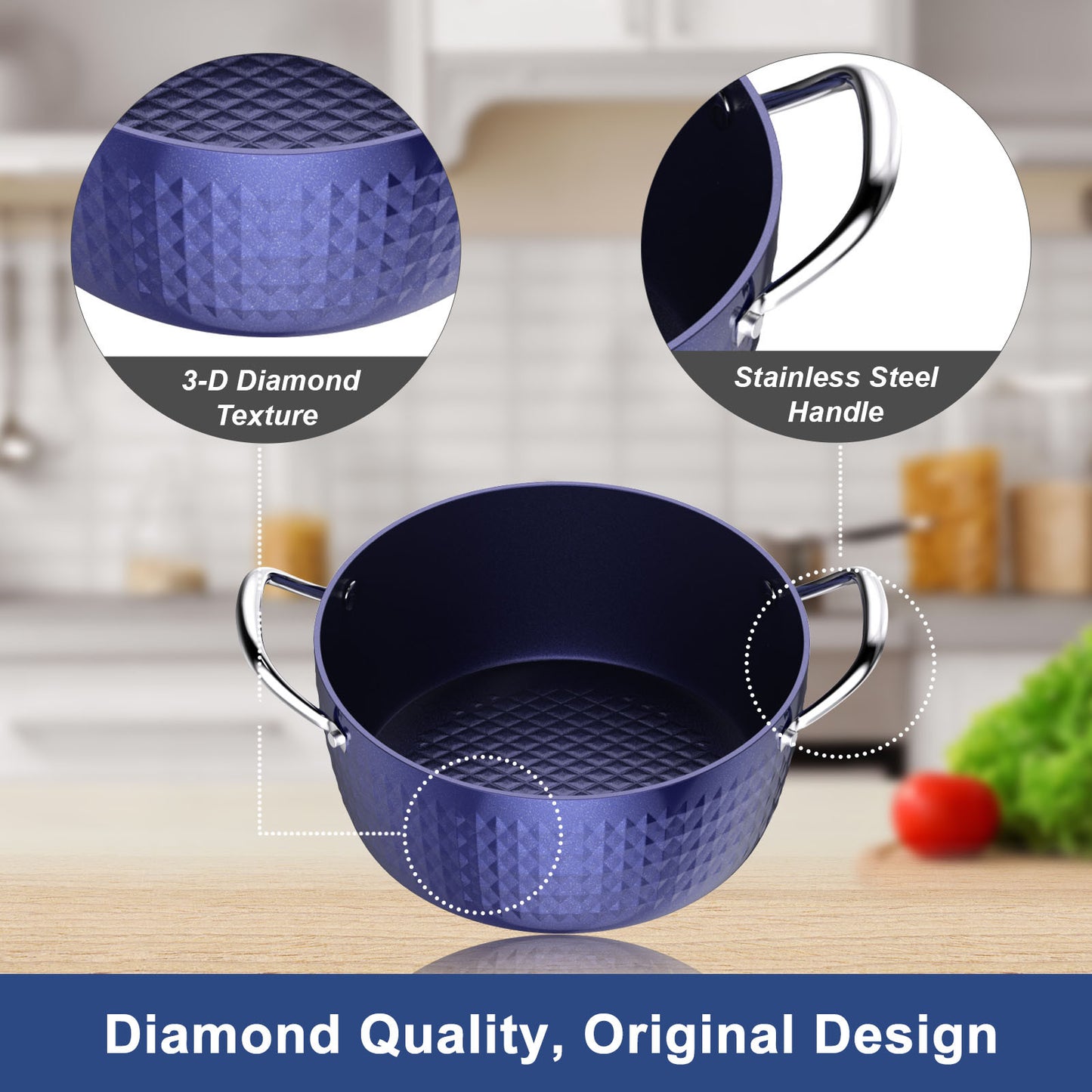 Casserole Dish, Induction Saucepan With Lid, 24cm 2.2L Stock Pots Non Stick Saucepan, Aluminum Ceramic Coating Cooking Pot Free, Suitable For All Hobs Types, Amazon Banned