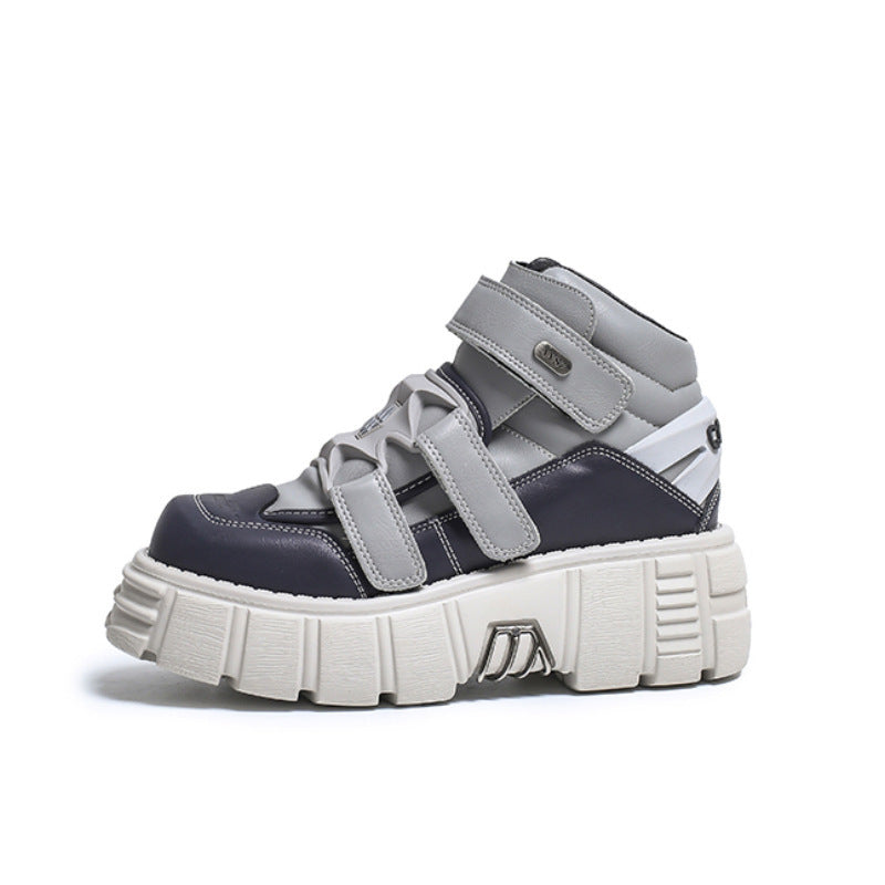 Spring And Autumn New Spanish Retro Punk Contrast Color Platform Thick Bottom Shoes