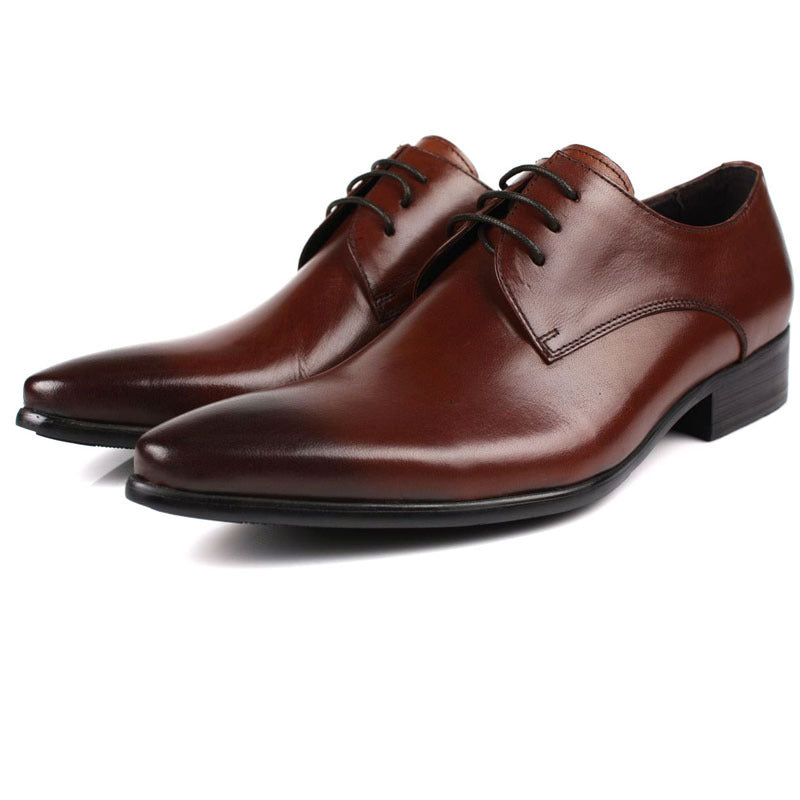 Top Layer Leather Shoes Men's Breathable Pointed Toe