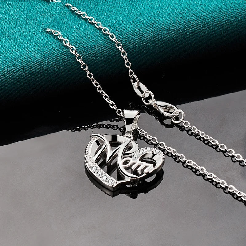 Letter Love Inlaid Zircon Pendant Necklace
