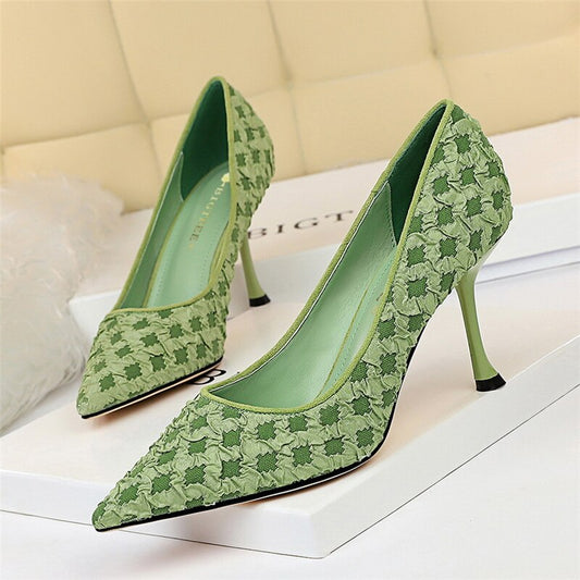 All-match Net Celebrity Design Sense Pointed Fairy High Heels