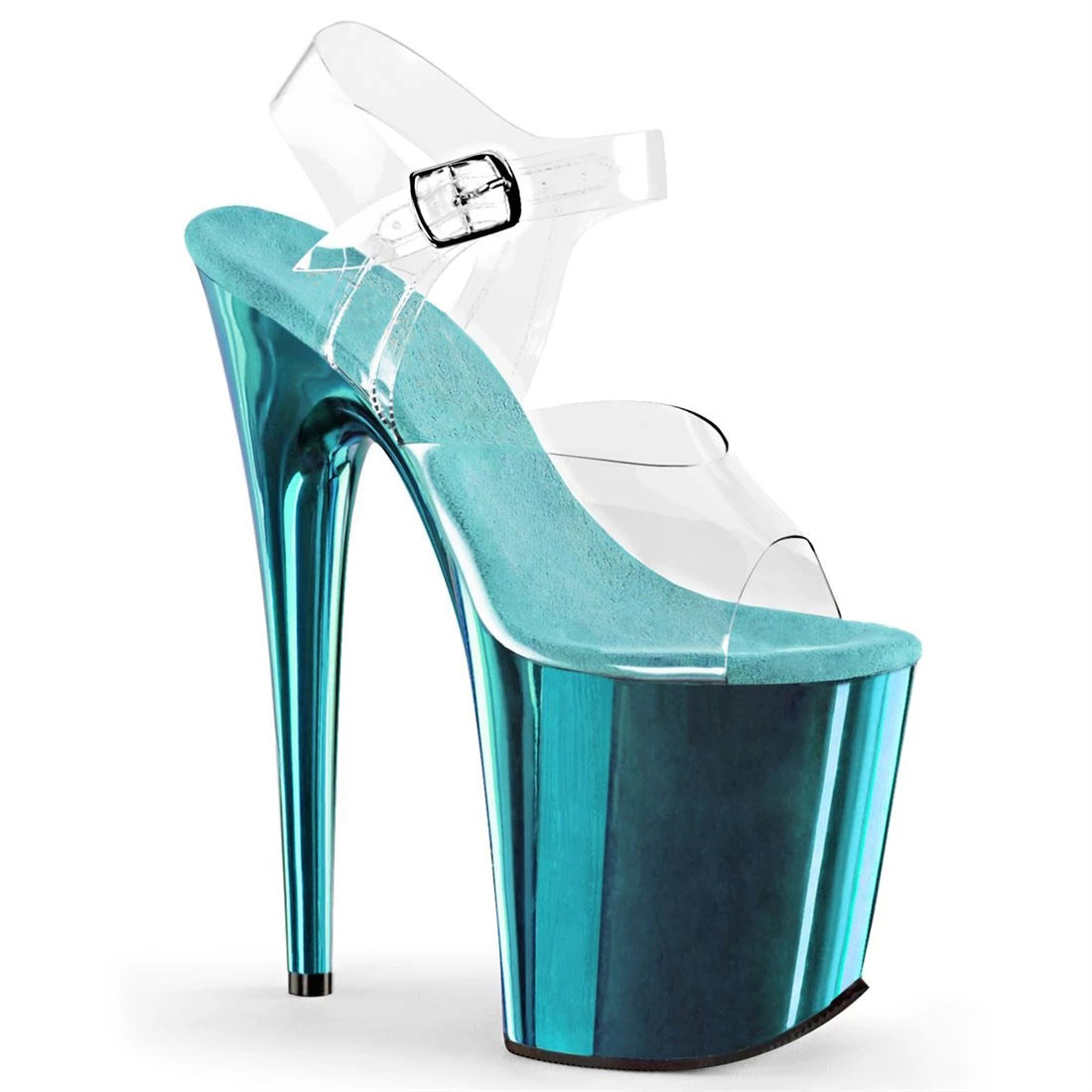 20cm Water Platform High Heels Leather Transparent Upper Sandals