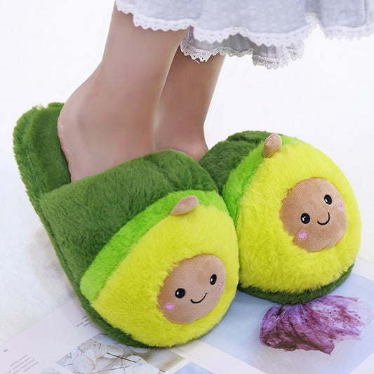 Cartoon Avocado Slippers Thickened Warm