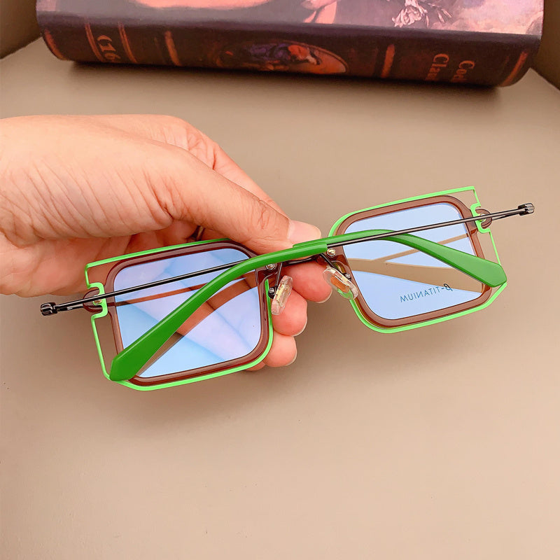 Personalized Strange Square Frame Men's And Women's Fashion Anti-blue Light Myopia Eye Protection Glasses