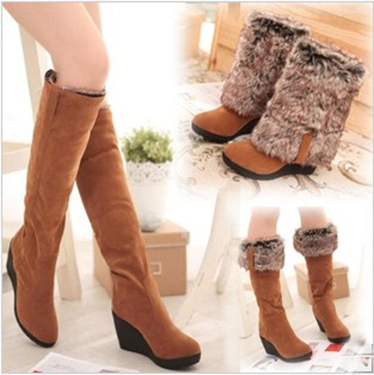 Fashion Women's Faux Rabbit Fur High Boots