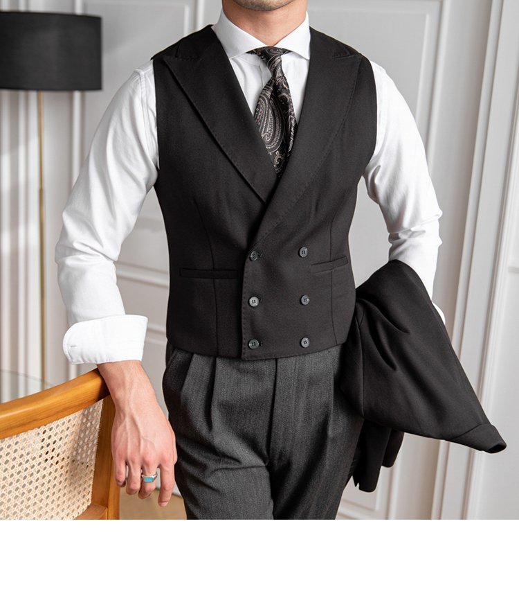 Autumn Men's Double Breasted Slim Fit Plus-sized Vest