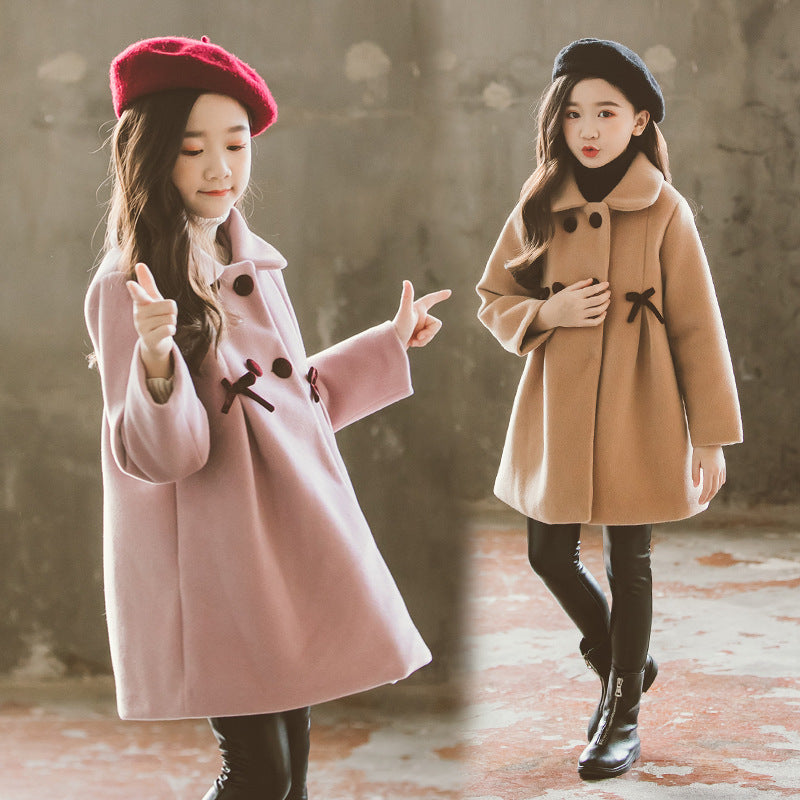 Mid-length princess western style woolen coat
