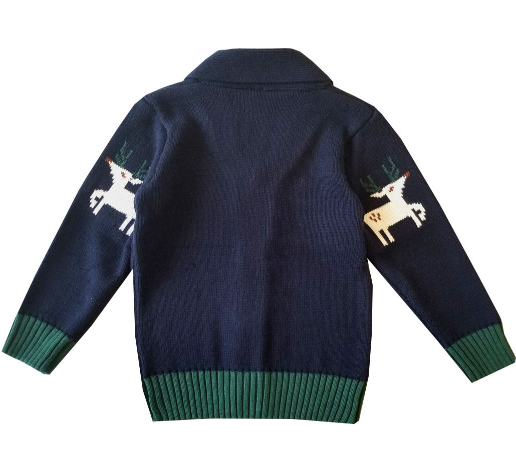 Children's Christmas Elk Lapel Cardigan