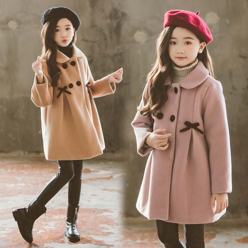 Mid-length princess western style woolen coat