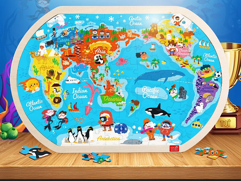 Wooden Puzzle World Children's Toys Gift Baby Educational Toys