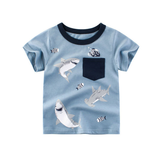 Boys Summer Children's Short-sleeved Cotton T-shirt Male Baby Half-sleeved Top