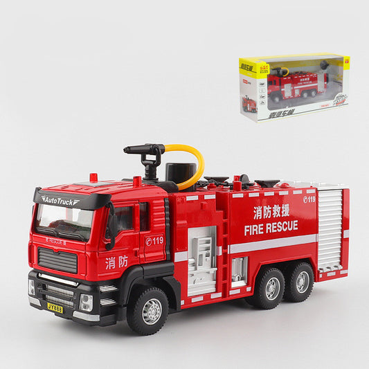 Simulation Alloy  Engineering Mixer Truck Excavator Model Fire-Fighting Water Spray Children's Toy Car Model