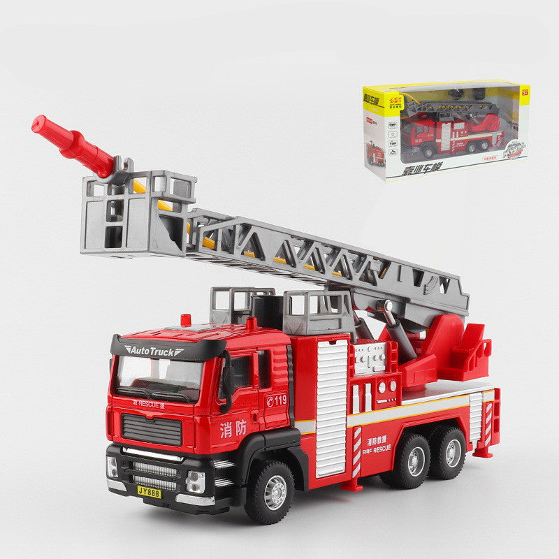 Simulation Alloy  Engineering Mixer Truck Excavator Model Fire-Fighting Water Spray Children's Toy Car Model