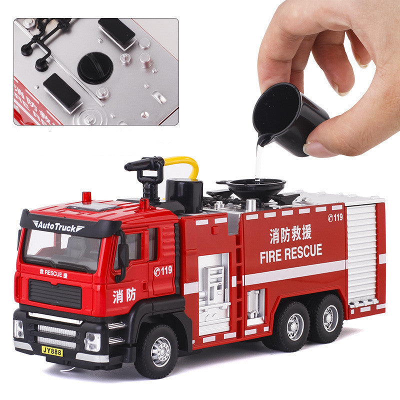 Simulation Alloy  Engineering Mixer Truck Excavator Model Fire-Fighting Water Spray Children's Toy Car Model