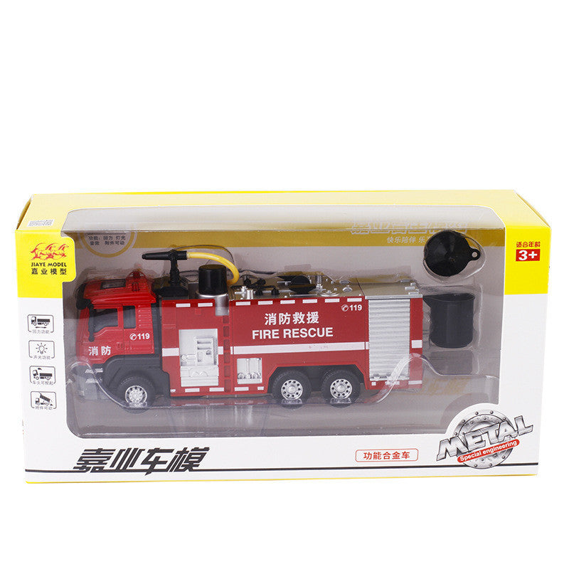 Simulation Alloy  Engineering Mixer Truck Excavator Model Fire-Fighting Water Spray Children's Toy Car Model