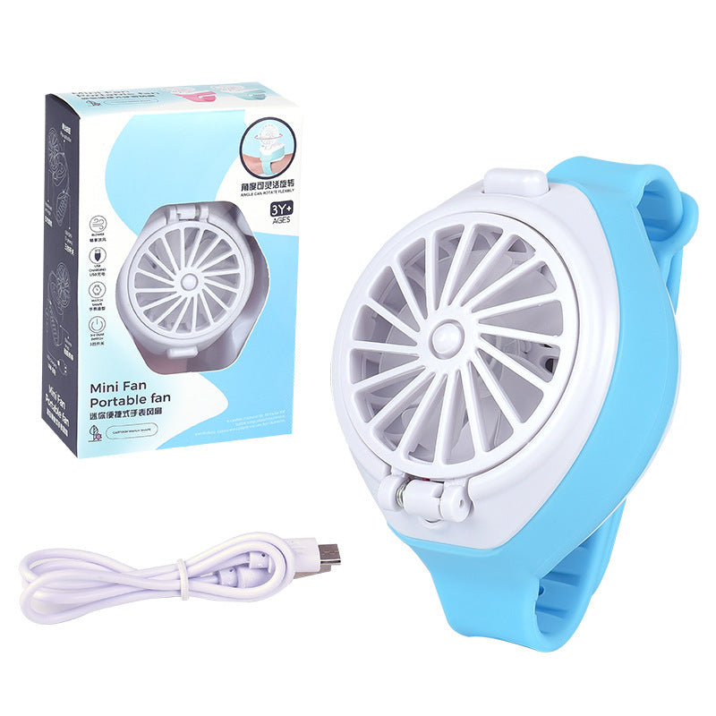 Children's Watch Automatic Bubble Blowing Machine Mini Portable USB Charging Spray Three-speed Watch Fan