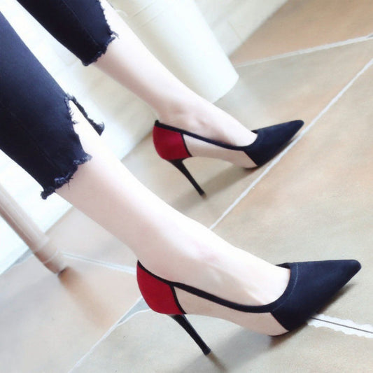 Pointed Toe Color Matching Party Shoes Stiletto Heels