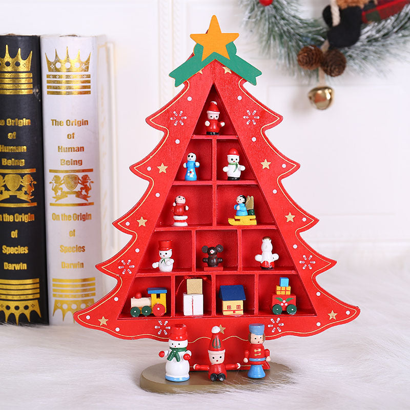 Wooden Christmas Tree Creative Scene Layout Ornaments