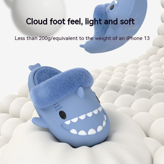 Winter Boys' Detachable And Washable Little Shark Hat Cotton Slippers