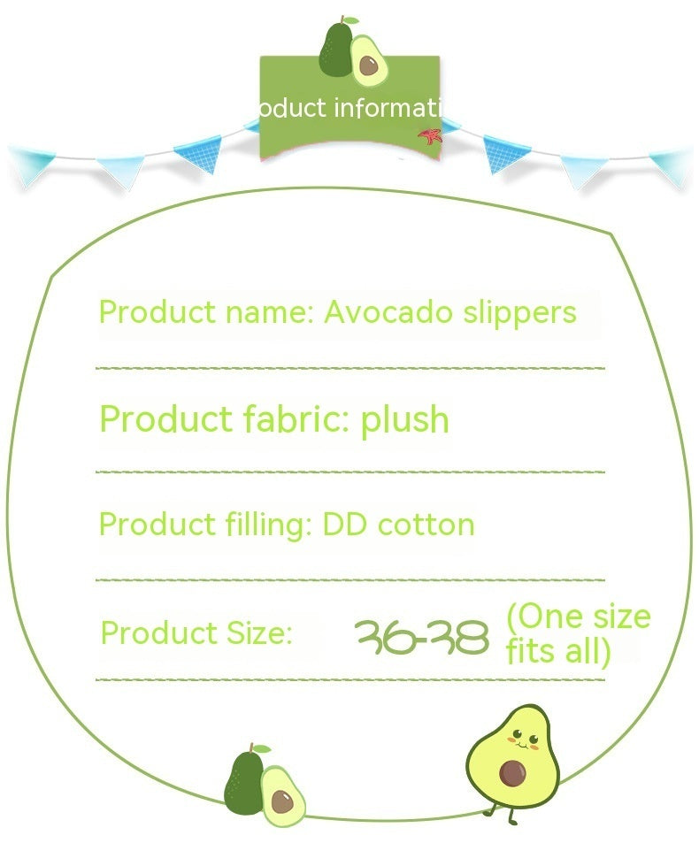 Cartoon Avocado Slippers Thickened Warm