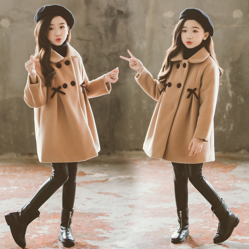Mid-length princess western style woolen coat